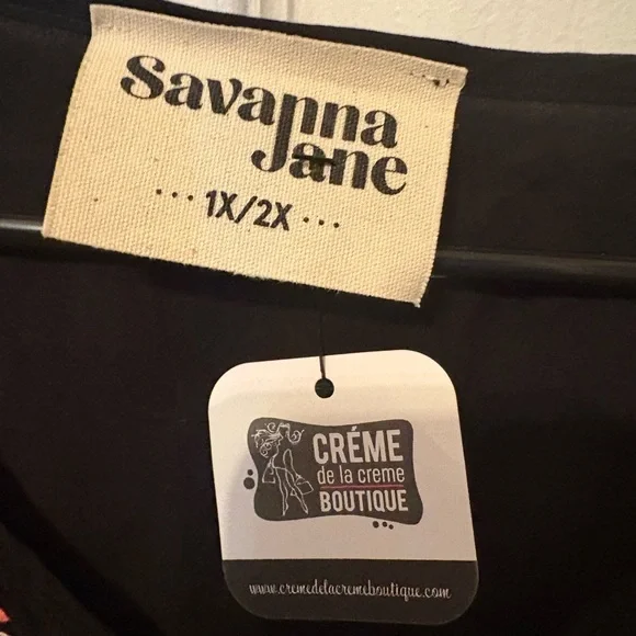 Savanna Jane Black Top with Red and Blue Floral Embroidery - Picture 2 of 4